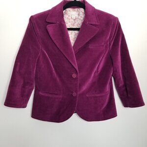 Caslon Vibrant Short Classic Vintage Velvet Blazer Academia Floral Lining Medium